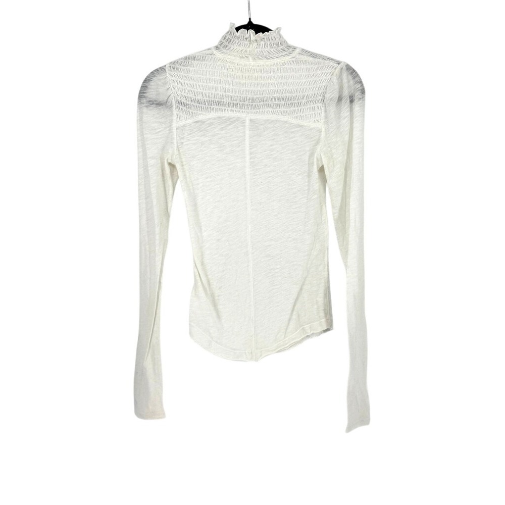 We The Free Women White Ruffle Mock Neck Top Boho Cottagecore Romantic Size XS